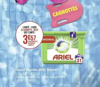 Géant Casino Lessive capsules ariel original offre