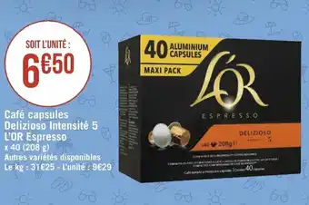 Géant Casino Café capsules delizioso intensité 5 l'or espresso offre