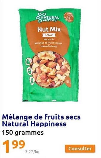 Action Mélange de fruits secs natural happiness offre