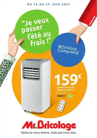 Mr Bricolage Climatisateur Mobile 1500 W offre