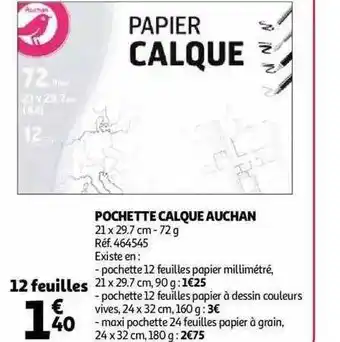 Pochette calque auchan