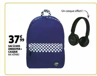 Auchan Sac à dos unkeeper + casque offre