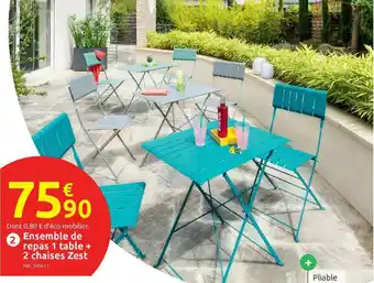 Mr Bricolage Ensemble De Repas 1 Table De Repas 1 Table + 2 Chaises Zest offre