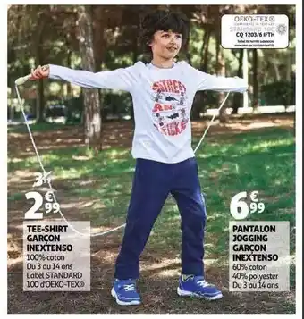 Auchan Tee-shirt garçon inextenso, pantalon jogging garçon inextenso offre