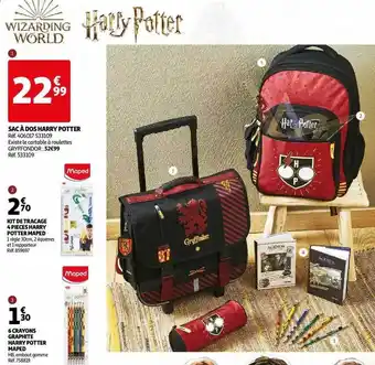 Auchan Sac à dos harry potter, kit de traçage 4 pièces harry potter maped, 6 crayons graphite harry potter maped offre