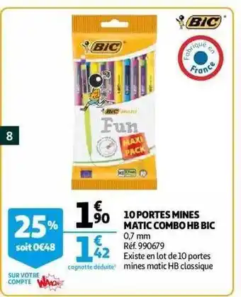 Auchan 10 portes mines matic combo hb bic offre
