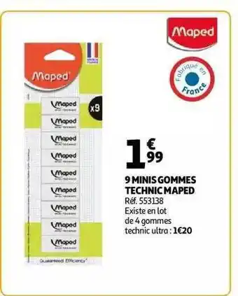 Auchan 9 minis gommes technic maped offre