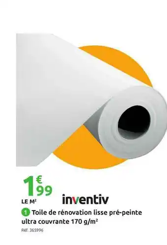 Mr Bricolage Toile De Rénovation Lisse Pré-peinte Ultra Couvrante 170 G-m² Inventiv offre
