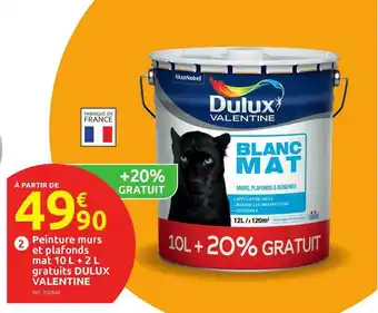 Mr Bricolage Peinture Murs Et Plafonds Mat 10 L + 2 L Gratuits Dulux Valentine offre