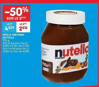 Leader Price Pâte à tartiner nutella 750g offre