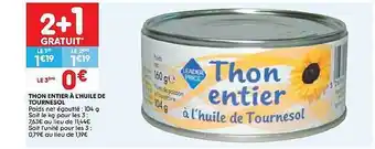 Leader Price Thon entier à l'huile de tournesol offre