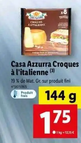 Lidl Casa azzurra croque à l'italienne offre
