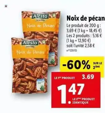 Lidl Noix de pécan alesto offre