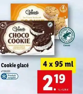 Lidl Cookie glacé gelatelli offre