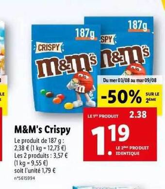 Lidl M&m's crispy offre