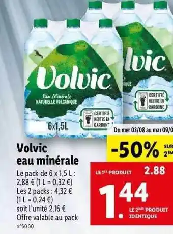 Lidl Volvic eau minérale offre