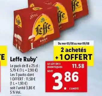 Lidl Leffe ruby offre