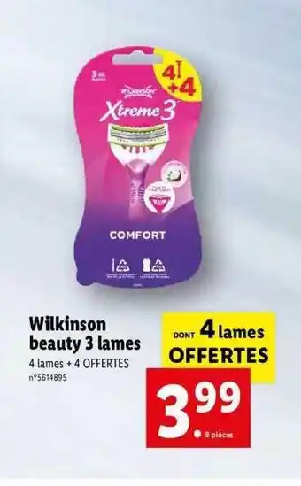 Lidl Wilkinson beauty 3 lames offre