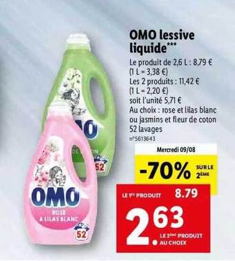 Lidl Omo lessive liquide offre