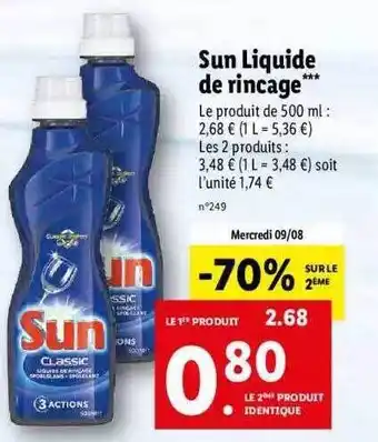 Lidl Sun liquide de rinçage offre