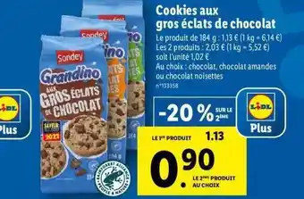 Lidl Cookies aux gros éclats de chocolat sondey offre