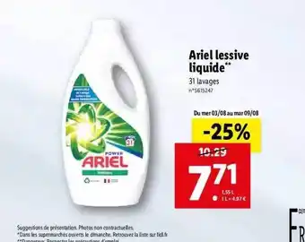 Lidl Ariel lessive liquide offre