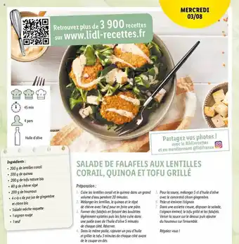 Lidl Salade de falafels aux lentilles corail, quinoa et tofu grillé offre