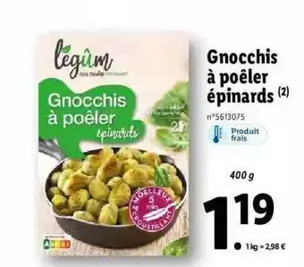 Lidl Gnocchis à poêler épinards offre