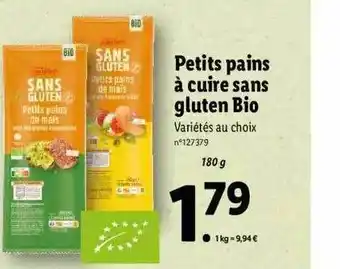 Lidl Petits pains à cuire sans gluten bio offre
