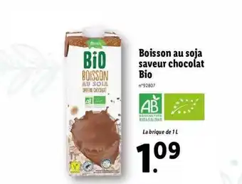 Lidl Boisson au soja saveur chocolat bio offre