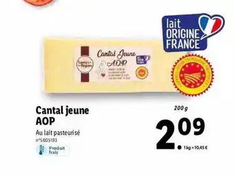 Lidl Cantal jeune aop saveurs de nos régions offre