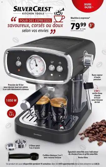 Lidl Machine à espresso silver crest offre