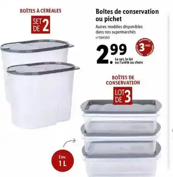 Lidl Boîtes de conservation ou pichet offre