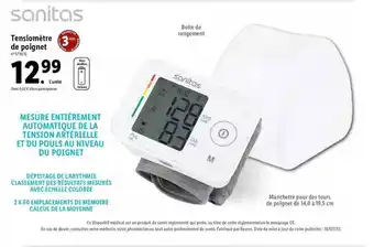 Lidl Tensiomètre de poignet sanitas offre