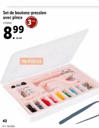 Lidl Set de boutons-pression avec pince offre