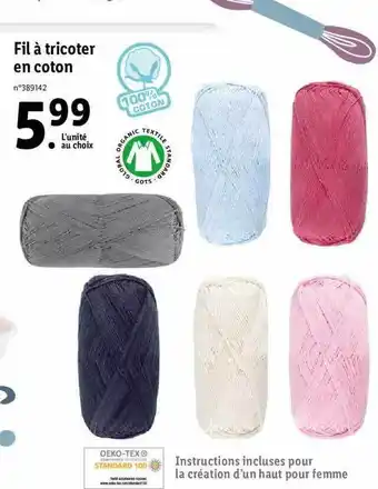 Lidl Fil à tricoler en coton offre