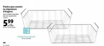 Lidl Paniers pour armoire aou séparateurs d'étagères offre