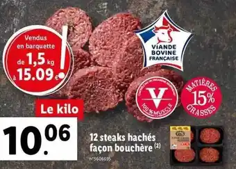 Lidl 12 steaks hachés façon bouchère offre