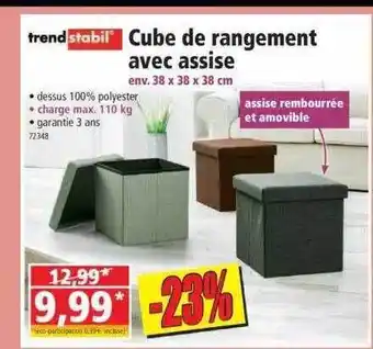 Norma Cube de rangement avec assise frend stabil offre