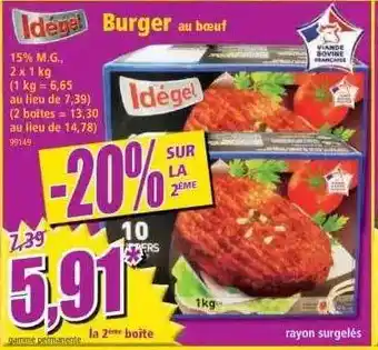 Norma Burger au bæuf idégel offre