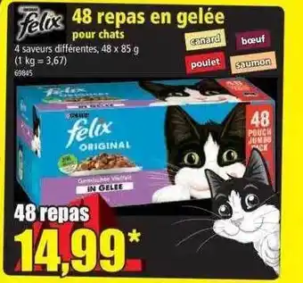Norma 48 repas en gelée pour chats felix offre
