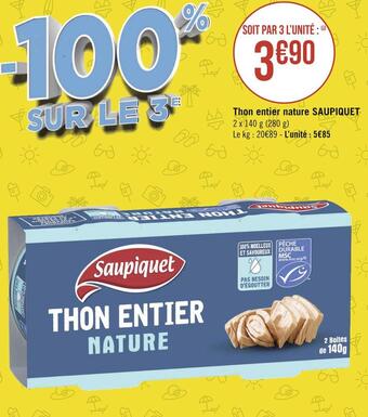 Géant Casino Saupiquet thon entier nature offre