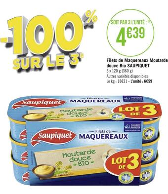 Géant Casino Saupiquet filets de maquereaux moutarde douce bio offre