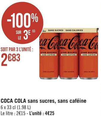 Coca cola coca cola sans sucres, sans caféine