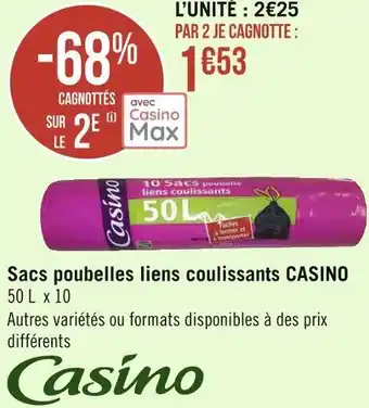 Casino sacs poubelles liens coulissants