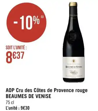Géant Casino Beaumes de venise aop cru des côtes de provence rouge offre