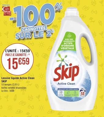 Géant Casino Skip lessive liquide active clean offre