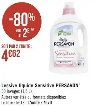 Géant Casino Persavon lessive liquide sensitive* offre