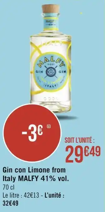 Géant Casino Malfy gin con limone from italy 41% vol. offre
