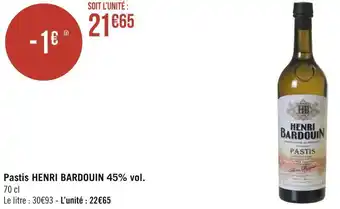 Henri bardouin pastis 45% vol.